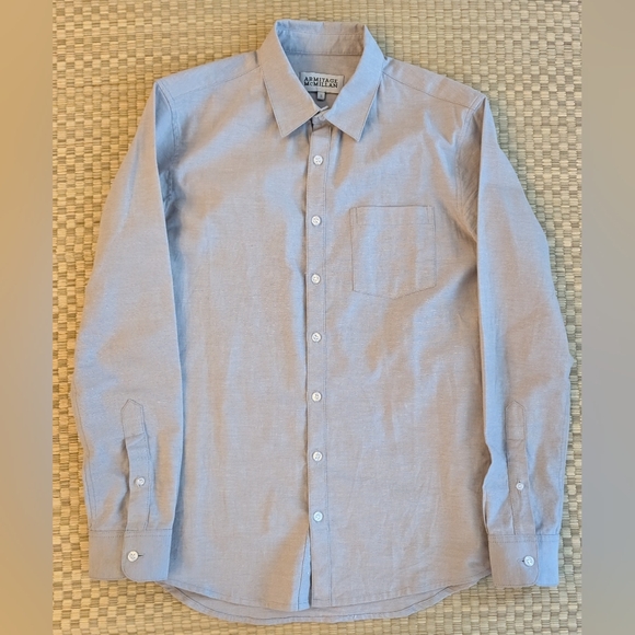 Armitage & Macmillan Pocket Dress Shirt Gray Cotton Men's Size Small Made in USA
